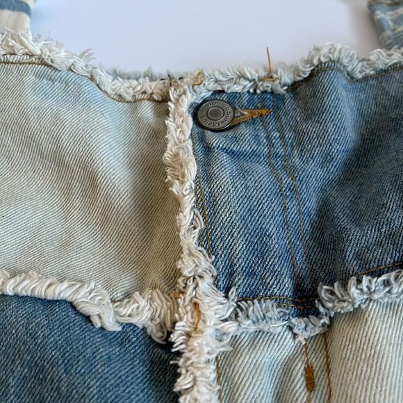 No Boundaries Y2k Patchwork Jeans Crop Raw Edge Waist Hemline Junior 15 - Picture 10 of 16